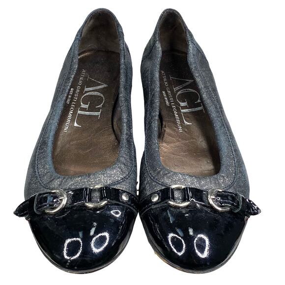 AGL Attilio Giusti Monika Black Grey Cap Toe Slip On Flats Size 35.5 US 5.5 - Picture 7 of 11